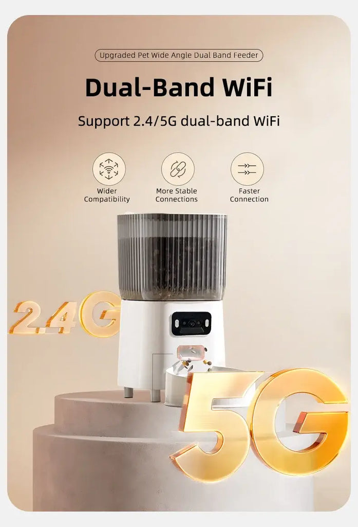 Automatic Cat Food Machine 5G Wifi Connection Pet Timed Intelligent Feeder with Preservation Function Suitable for