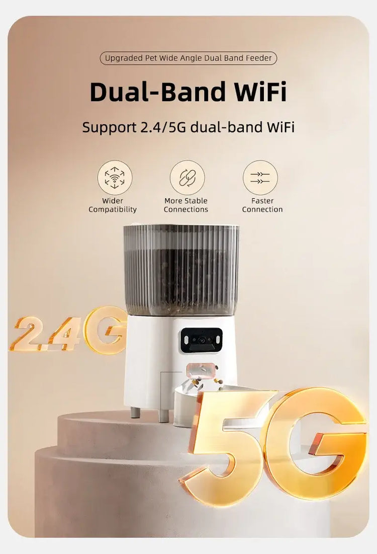 Automatic Cat Food Machine 5G Wifi Connection Pet Timed Intelligent Feeder with Preservation Function Suitable for
