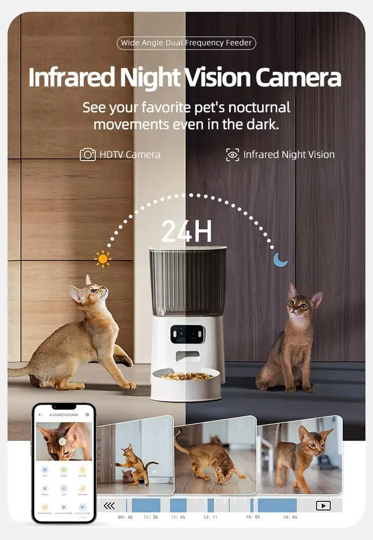 Automatic Cat Food Machine 5G Wifi Connection Pet Timed Intelligent Feeder with Preservation Function Suitable for