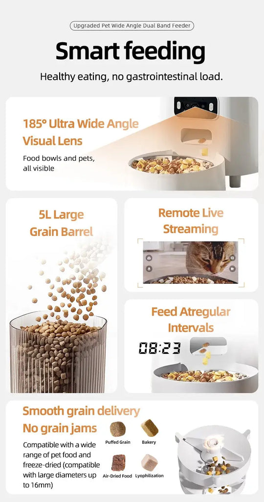 Automatic Cat Food Machine 5G Wifi Connection Pet Timed Intelligent Feeder with Preservation Function Suitable for