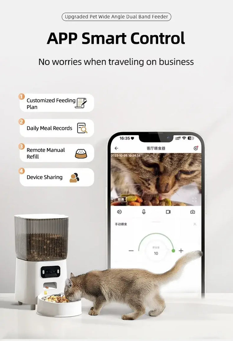 Automatic Cat Food Machine 5G Wifi Connection Pet Timed Intelligent Feeder with Preservation Function Suitable for