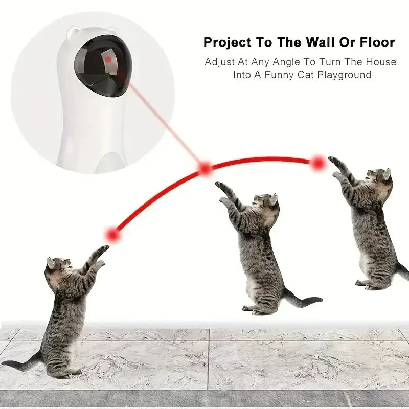 Automatic Cat Laser Toy LED Teaser Interactive Training Entertaining Multi-Angle Adjustable USB Charging - White