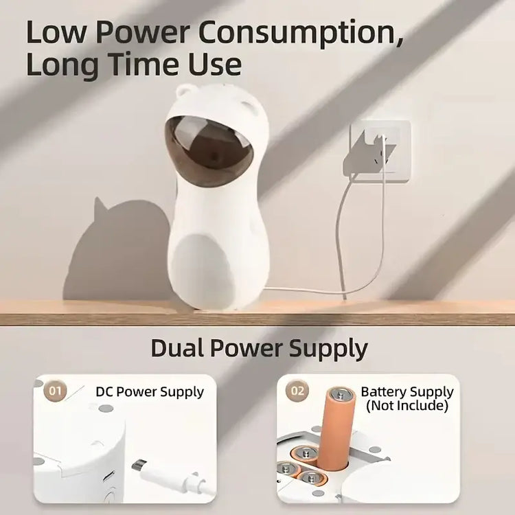 Automatic Cat Laser Toy LED Teaser Interactive Training Entertaining Multi-Angle Adjustable USB Charging - White
