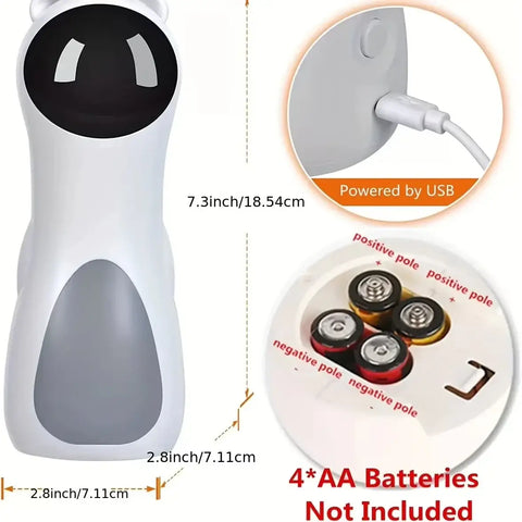 Automatic Cat Laser Toy LED Teaser Interactive Training Entertaining Multi-Angle Adjustable USB Charging - White