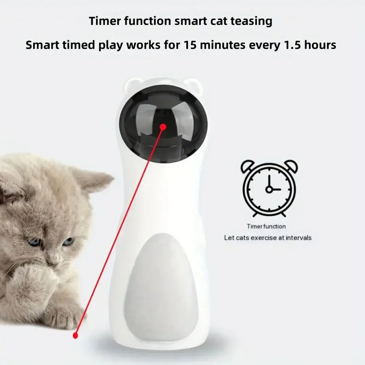 Automatic Cat Laser Toy LED Teaser Interactive Training Entertaining Multi-Angle Adjustable USB Charging - White
