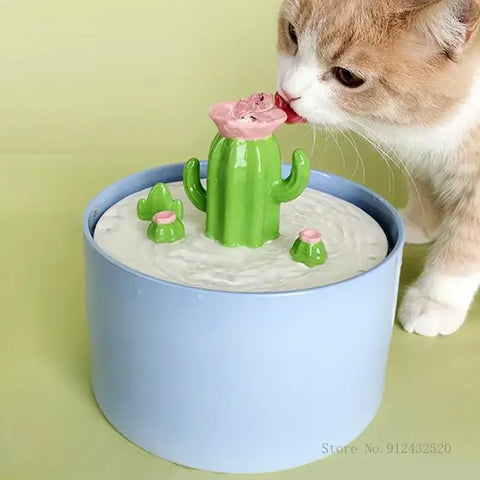 Automatic Circulating Water Dispenser Cat Ceramic Water Dispenser Silent Flow Pet Food Utensils Pet Supplies 1Pc