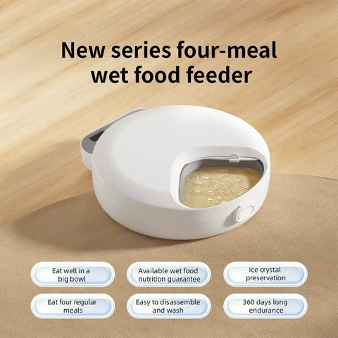 Automatic feeder for wet food four pet feeders for different foods dry and wet food cat feeding bowl with ice packs