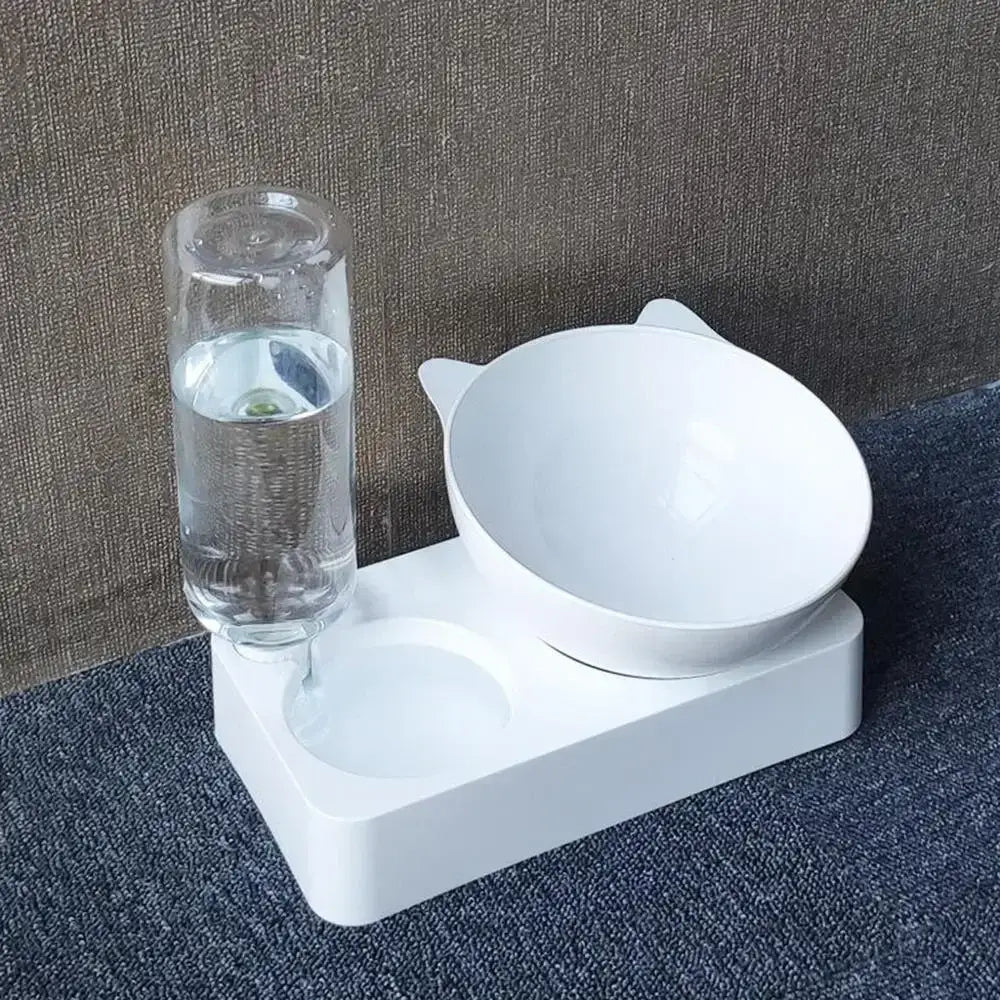 Automatic Feeder Pet Supplies with Double Bowl (Food and Water Dispenser) Raised Stand Dish Bowls for Dog and Cat - S