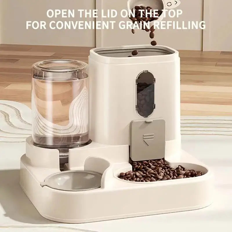 Automatic Integrated Cat Food and Water Dispenser Set Easy to Clean and Refill Battery-Free Automatic Pet Feeder Large