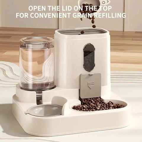 Automatic Integrated Cat Food and Water Dispenser Set Easy to Clean and Refill Battery-Free Automatic Pet Feeder Large