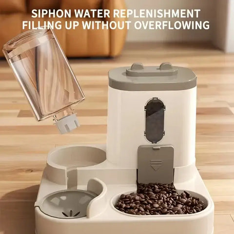 Automatic Integrated Cat Food and Water Dispenser Set Easy to Clean and Refill Battery-Free Automatic Pet Feeder Large