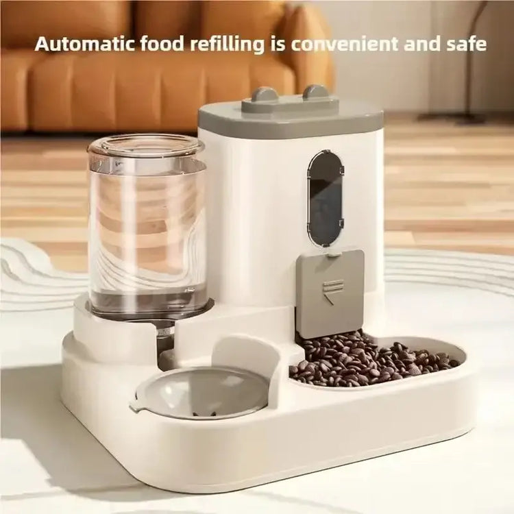 Automatic Integrated Cat Food and Water Dispenser Set Easy to Clean and Refill Battery-Free Automatic Pet Feeder Large