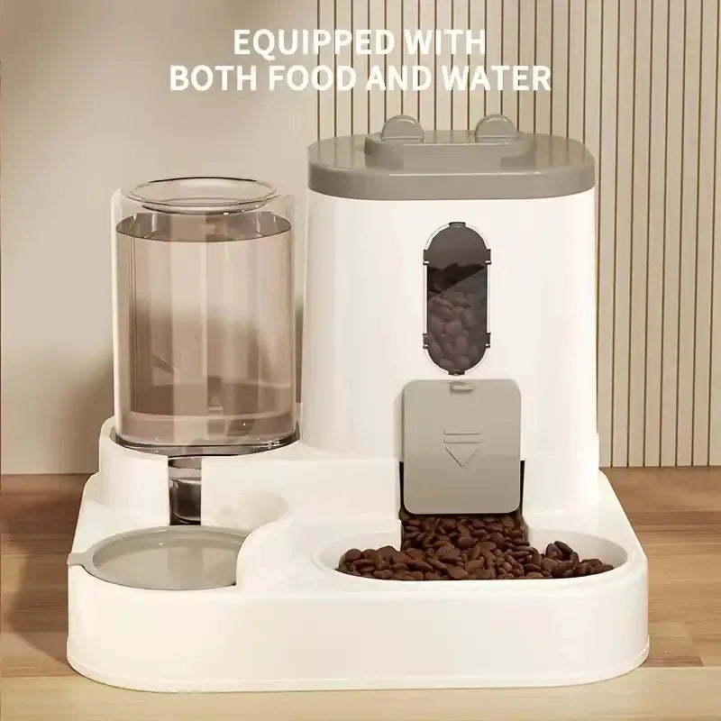 Automatic Integrated Cat Food and Water Dispenser Set Easy to Clean and Refill Battery-Free Automatic Pet Feeder Large