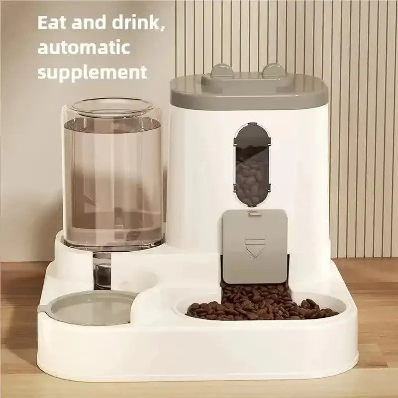 Automatic Integrated Cat Food and Water Dispenser Set Easy to Clean and Refill Battery-Free Automatic Pet Feeder Large