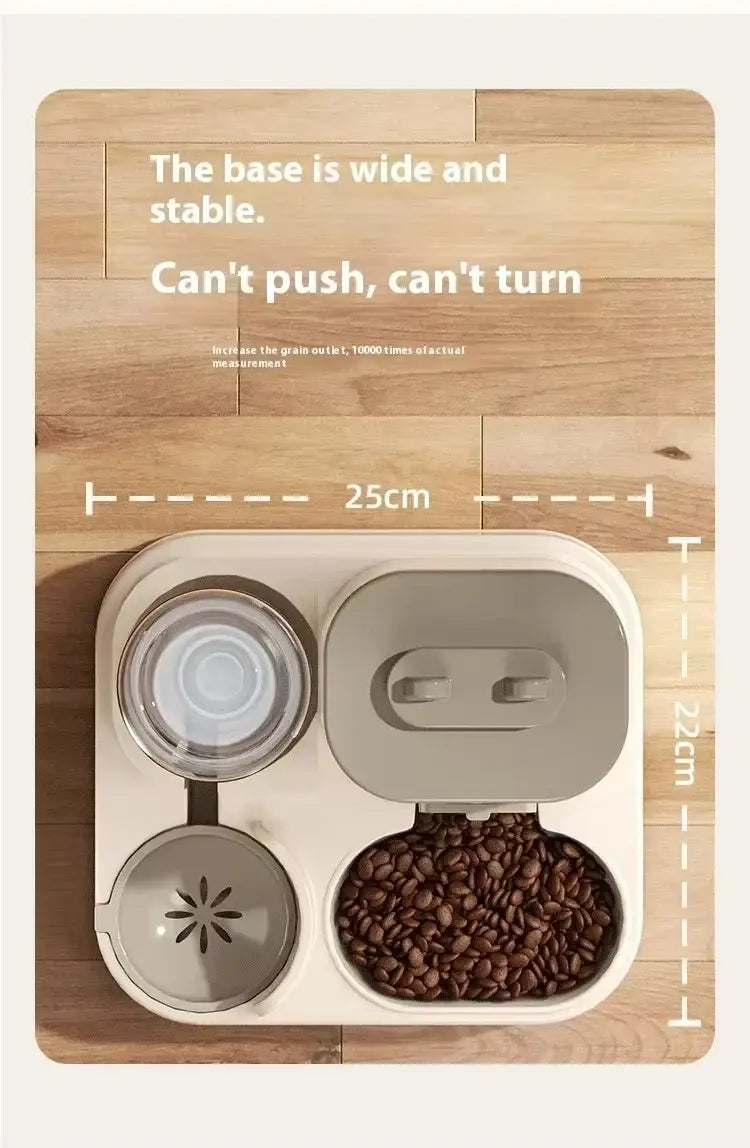 Automatic Integrated Cat Food and Water Dispenser Set Easy to Clean and Refill Battery-Free Automatic Pet Feeder Large