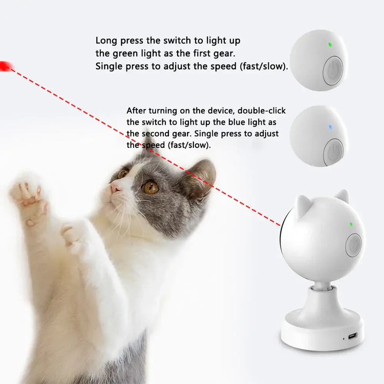 Automatic Interactive Cat Laser Toy Smart Sensor Pet Toy with Timing Function Rotating LED Rotating Electronic Indoor