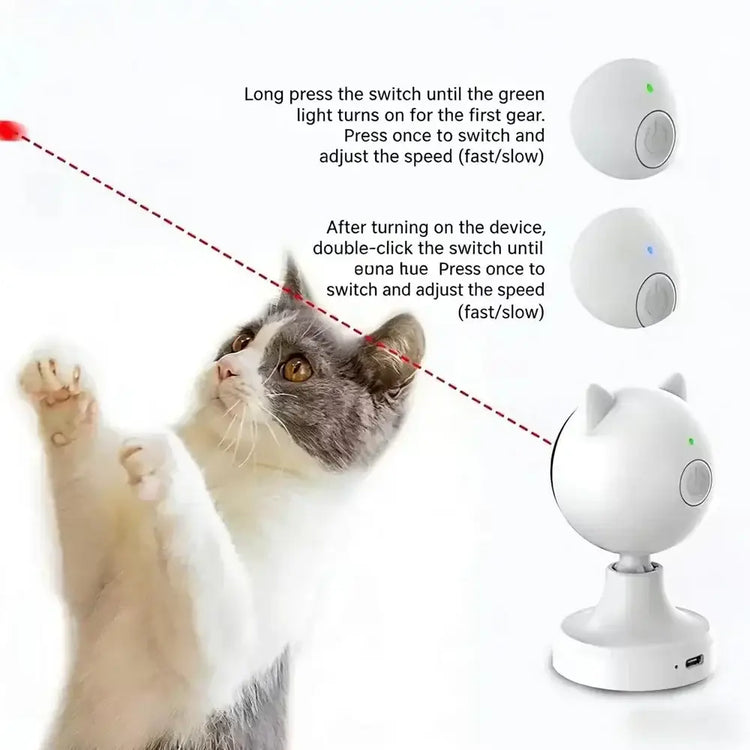 Automatic Interactive Cat Laser Toy Smart Sensor Pet Toy with Timing Function Rotating LED Rotating Electronic Indoor