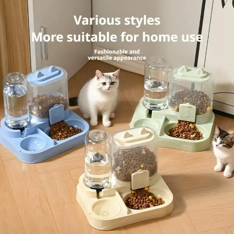 Automatic Pet Bowl For Cats - 2-in-1 Feeder & Water Dispenser Non-Slip Cat Bowl Suitable For Cats & Small Dogs