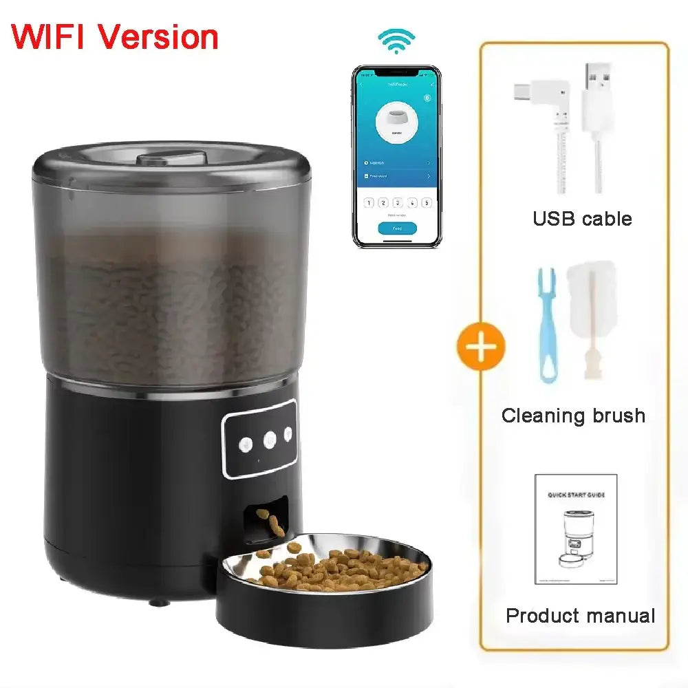 Automatic Pet Feeder 4L Capacity Smart Timer Tuya Control Food Dispenser with Stainless Steel Bowl Dogs Cats Feeding