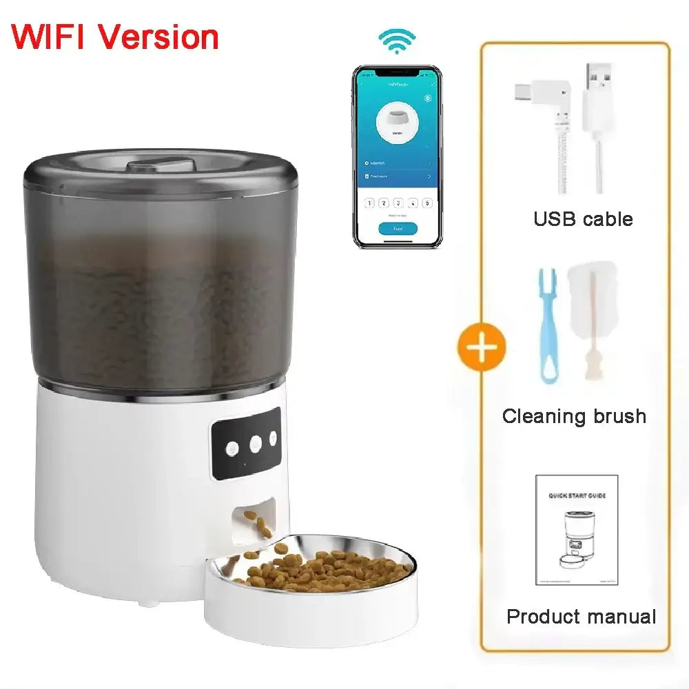 Automatic Pet Feeder 4L Capacity Smart Timer Tuya Control Food Dispenser with Stainless Steel Bowl Dogs Cats Feeding