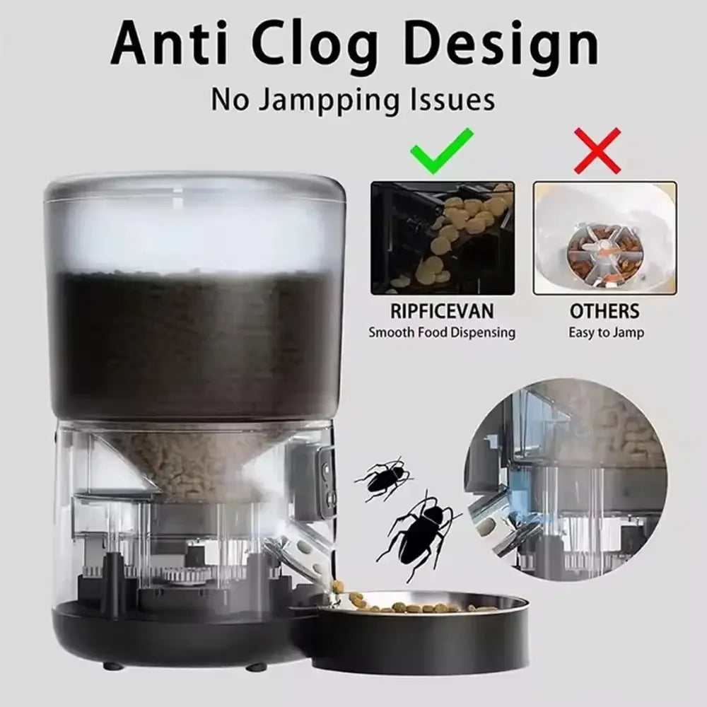 Automatic Pet Feeder 4L Capacity Smart Timer Tuya Control Food Dispenser with Stainless Steel Bowl Dogs Cats Feeding