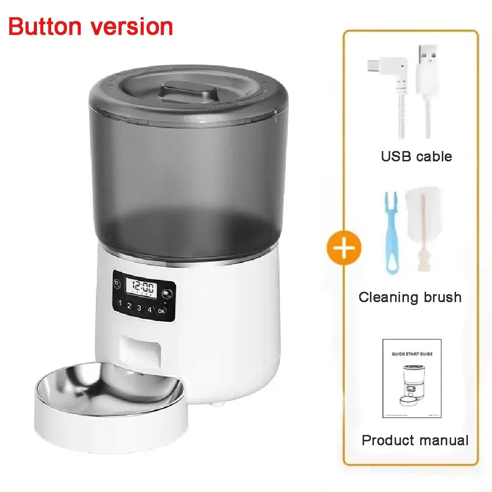 Automatic Pet Feeder 4L Capacity Smart Timer Tuya Control Food Dispenser with Stainless Steel Bowl Dogs Cats Feeding