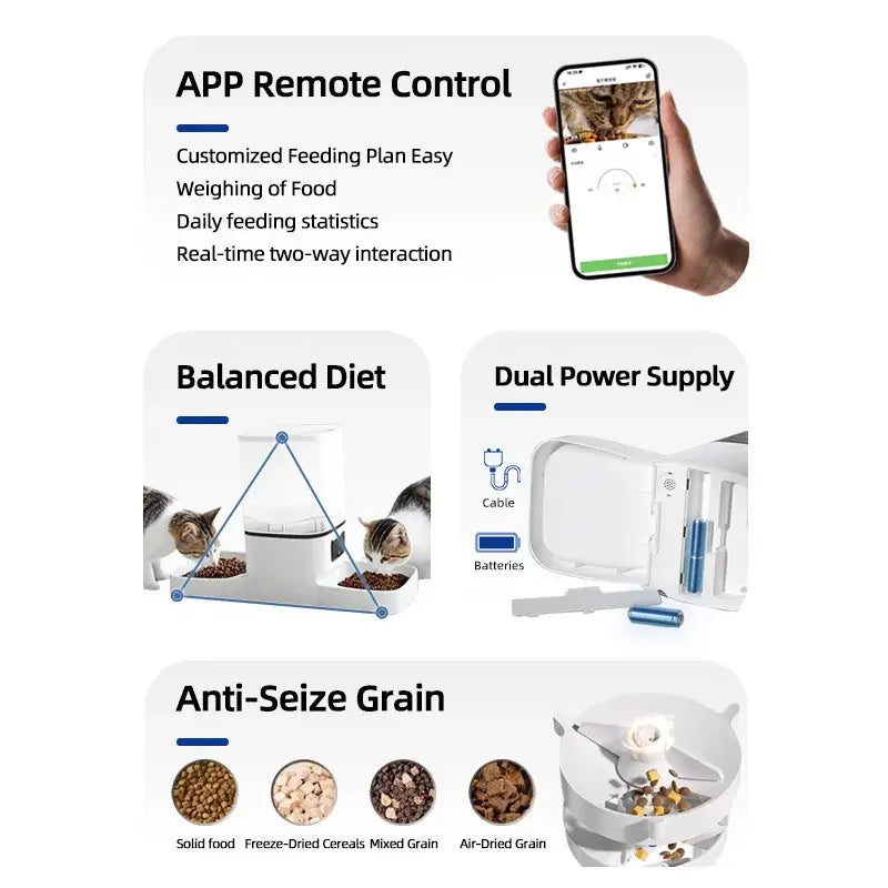 Automatic pet feeder 6L capacity smart timer Tuya control food dispenser with stainless steel bowl dog and cat feeding