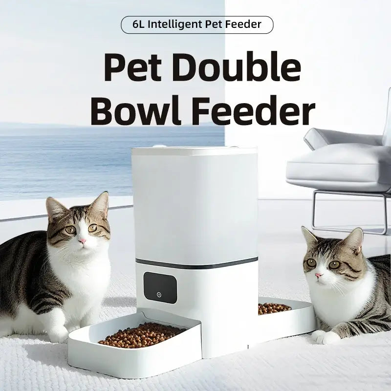 Automatic pet feeder 6L capacity smart timer Tuya control food dispenser with stainless steel bowl dog and cat feeding
