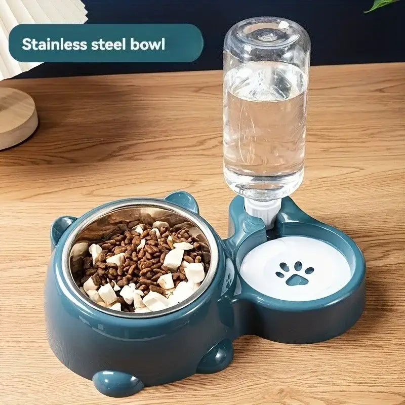Automatic Pet Feeder and Water Dispenser Integrated Feeding System for Cats and Dogs,No Battery or Power Needed Slanted