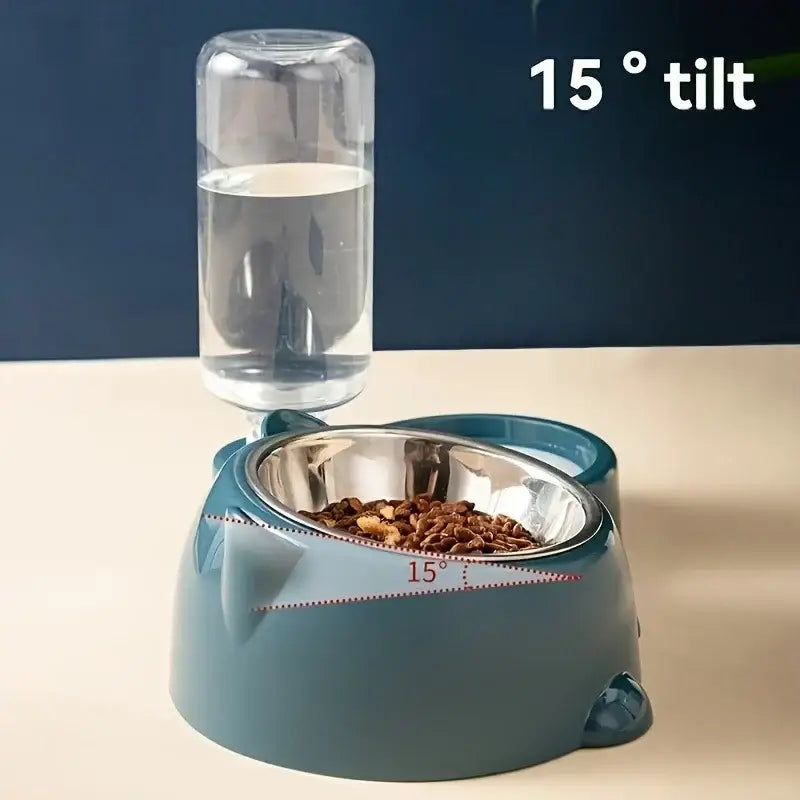 Automatic Pet Feeder and Water Dispenser Integrated Feeding System for Cats and Dogs,No Battery or Power Needed slanted