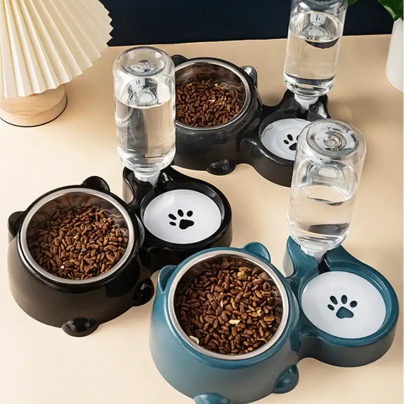 Automatic Pet Feeder and Water Dispenser Integrated Feeding System for Cats and Dogs,No Battery or Power Needed slanted