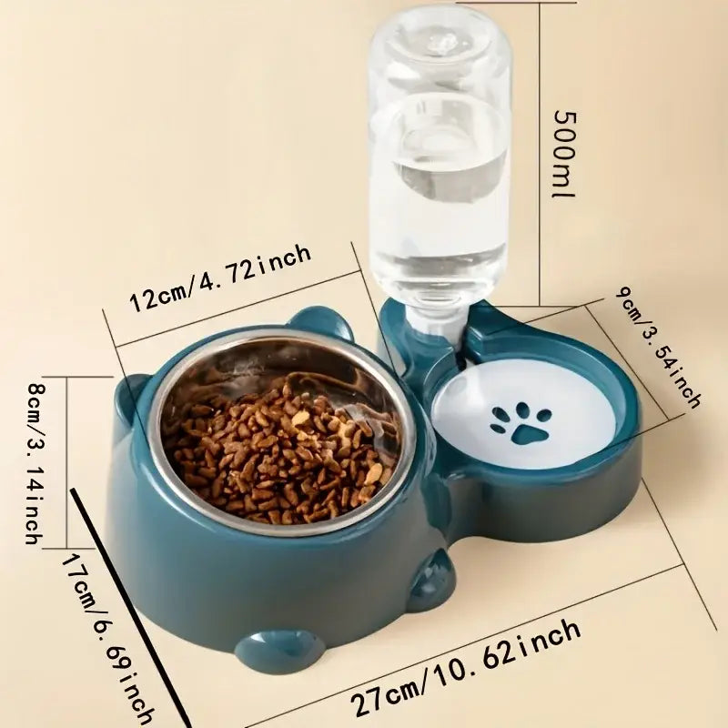 Automatic Pet Feeder and Water Dispenser Integrated Feeding System for Cats and Dogs,No Battery or Power Needed slanted