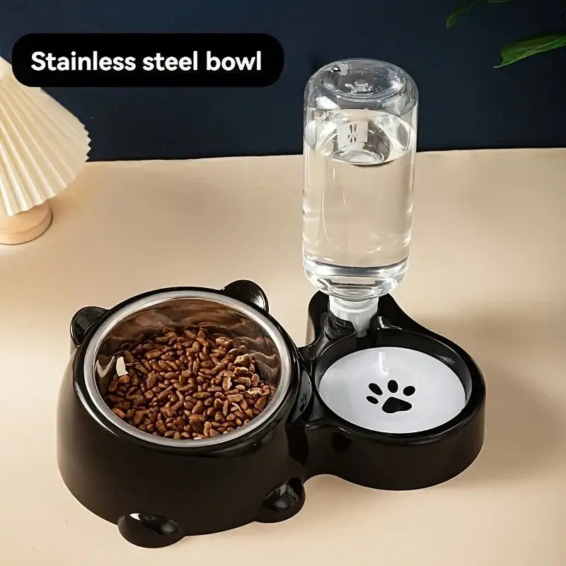 Automatic Pet Feeder and Water Dispenser Integrated Feeding System for Cats and Dogs,No Battery or Power Needed Slanted