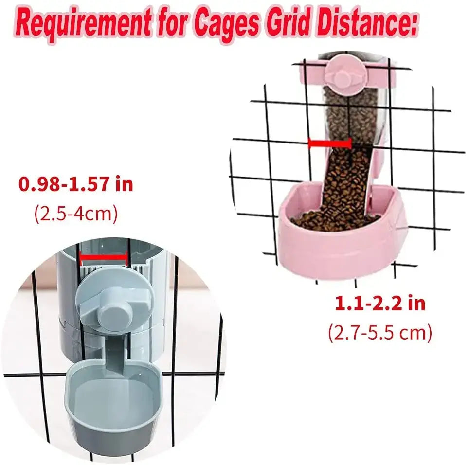 Automatic Pet Feeder Cage Hanging Bowl Water Bottle Food Container Dispenser For Puppy Cats Rabbit Birds Pet Feeding