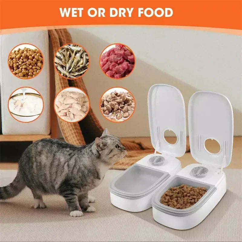 Automatic Pet Feeder For Cats And Small Dogs Dry Or Semi-Moist Pet Food Dispenser With 48-Hour Timer For Puppy Kitten