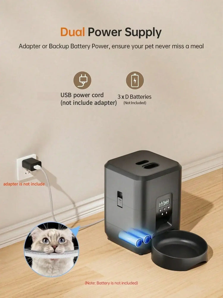 Automatic Pet Feeder Timed Food Dispenser 1-4 Meals Per Day Suitable For Cats & Small 2L Capacity Suitable For Dry Food