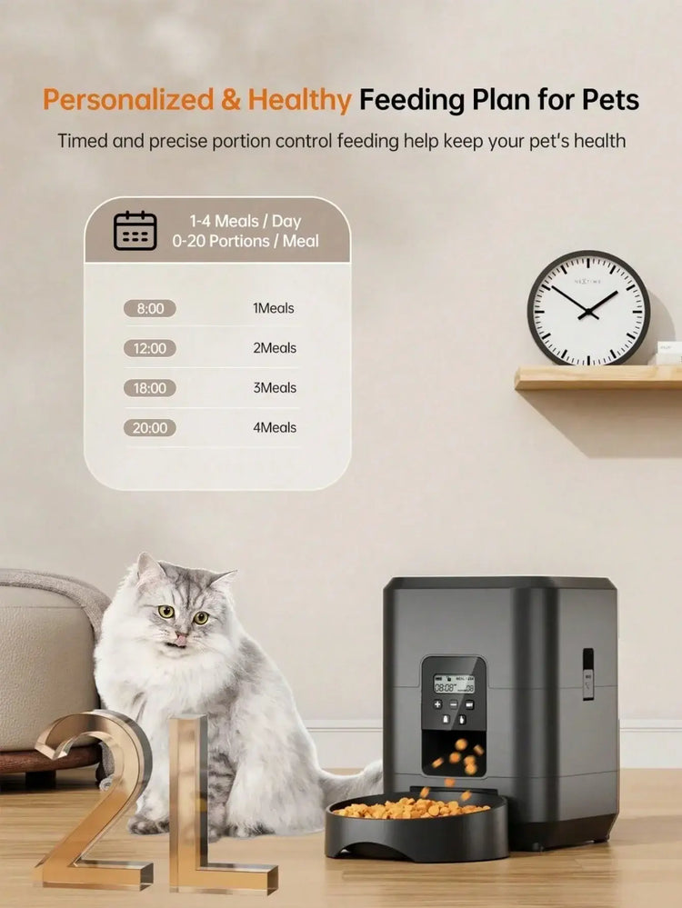 Automatic Pet Feeder Timed Food Dispenser 1-4 Meals Per Day Suitable For Cats & Small 2L Capacity Suitable For Dry Food