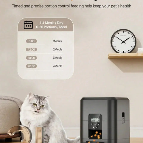 Automatic Pet Feeder Timed Food Dispenser 1-4 Meals Per Day Suitable For Cats & Small 2L Capacity Suitable For Dry Food