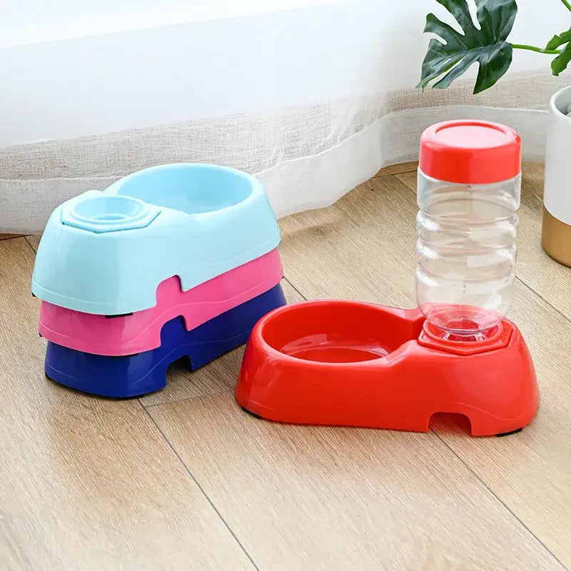 Automatic Pet Water Feeder Dispenser 2 in 1 Dog Cat Food Bowl Water Fountain Gravity Auto Feeding Watering Supplies