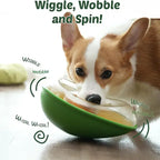 Avocado Training Pet Automatic Feeder Non-Spill Treat Dispensing Wobble Toys for Dogs cats slow feeder bowl - green