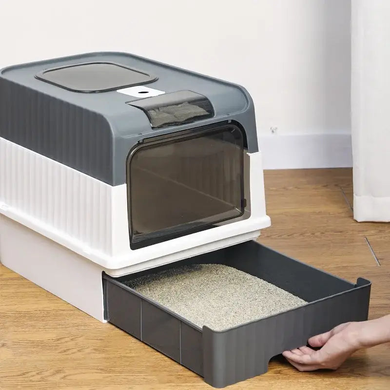 Bac à litière chat robuste – Accessoire chat PawFrance