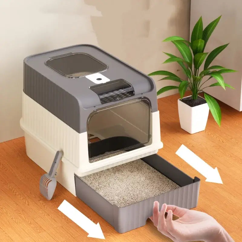 Bac à litière chat robuste – Accessoire chat PawFrance