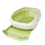 Bac à litière double à tiroir grillagé - L 63x45x21.5cm / Avocado Green / China Mainland