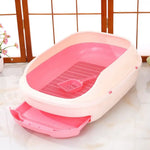 Bac à litière double à tiroir grillagé - L 63x45x21.5cm / Pink / China Mainland