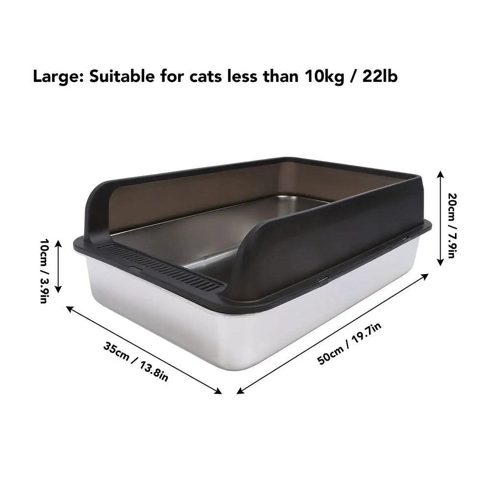 Bac à litière en acier inoxydable - Black L