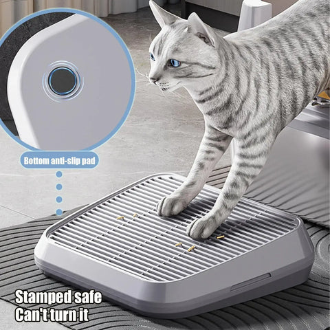 Bac à litière pour chat avec rampe - As shown