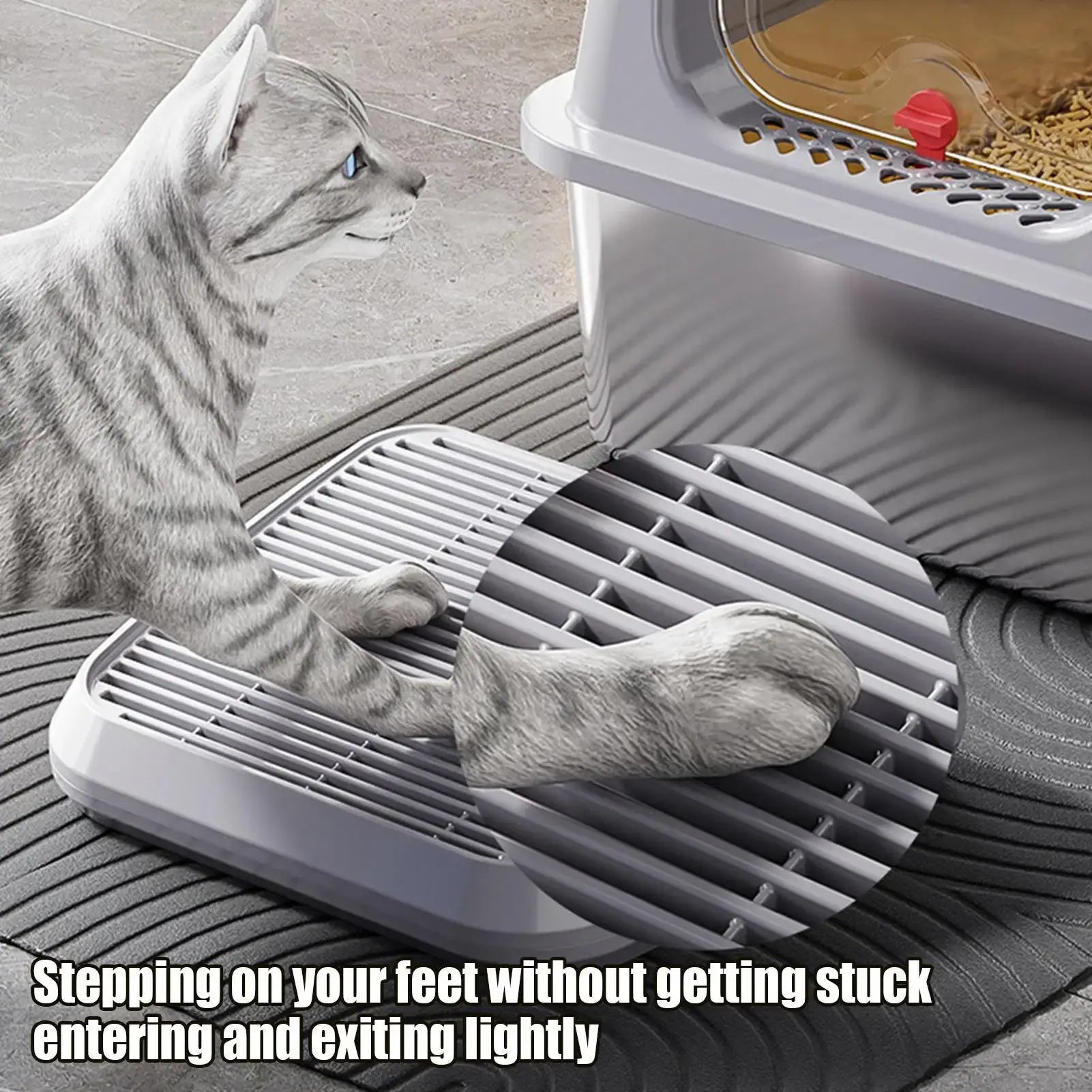 Bac à litière pour chat avec rampe - As shown