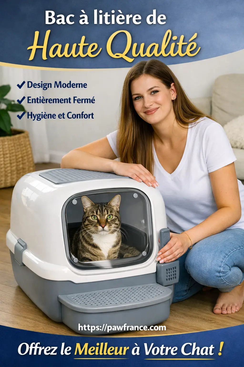 Bac à litière pour chat de haute qualité