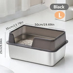 Bac à litière pour chat en acier inoxydable - Black L