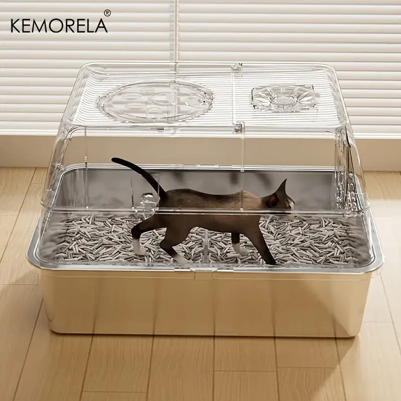Bac à litière pour chat en acier inoxydable